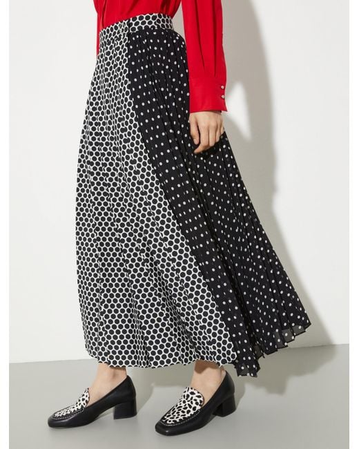 MAX&Co. Blue Pleated Polka-Dot Wrap Skirt
