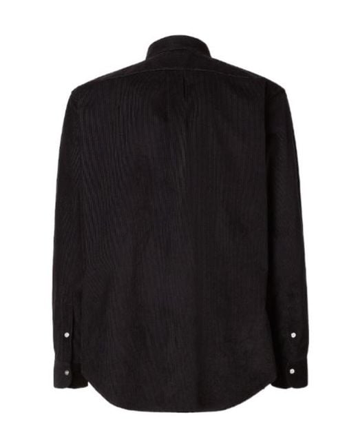 Fendi Black Ff Embroidered Corduroy Shirt for men