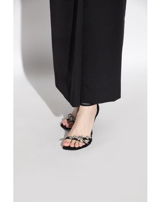 Stuart Weitzman Black Open-Toed High-Heeled Sandals