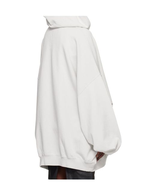 Rick Owens White Long-Sleeved Hoodie