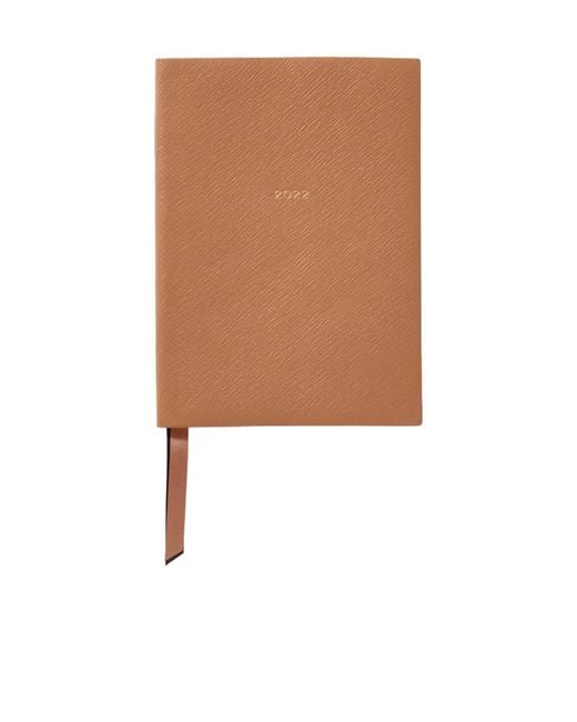 Smythson Brown Soho 2022 Textured-Leather Diary