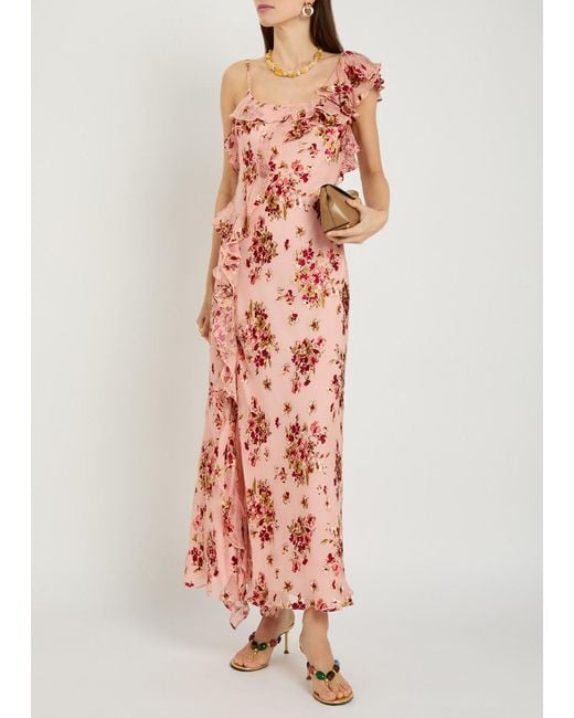 Rixo White Floral-Print Woven Maxi Dress