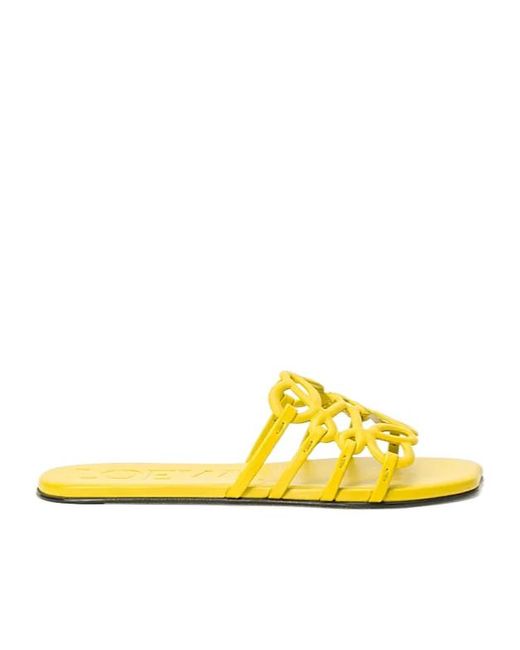 Loewe Yellow X Paula's Ibiza Leather Petal Anagram Slides