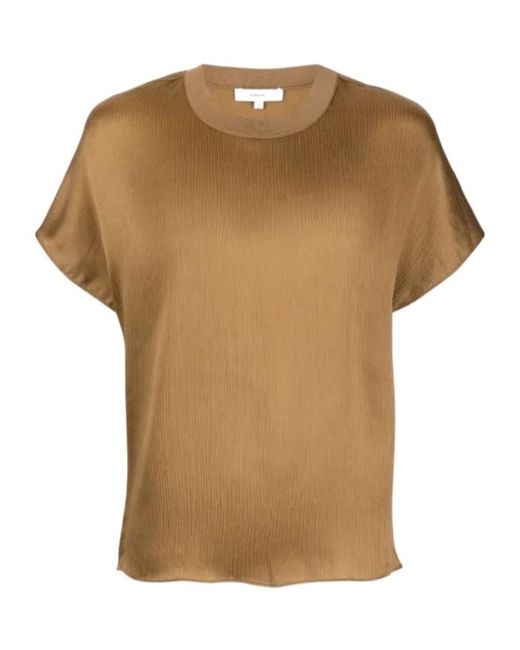 Vince Brown Crewneck Satin T-Shirt