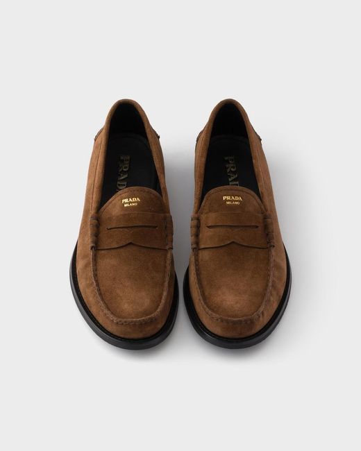 Prada Brown Formale Penny Loafers for men