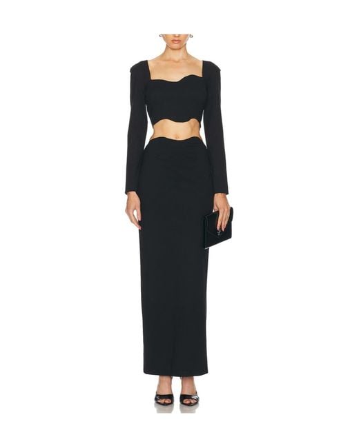 Staud Black Corde Long-Sleeved Cropped Top