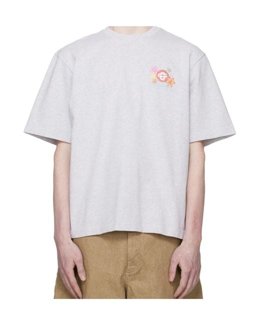 Casablanca White Floral Logo Printed T-Shirt for men