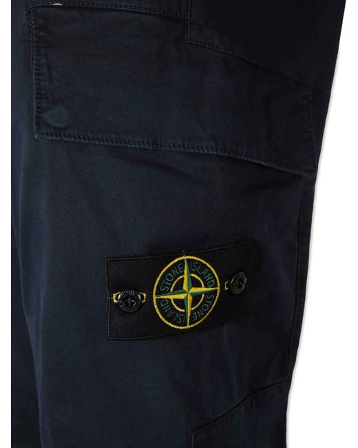 Stone Island Blue Stretch Cargo Pants for men