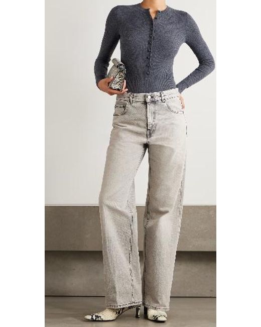 Haikure Gray Bonnie High-Rise Straight-Leg Jeans