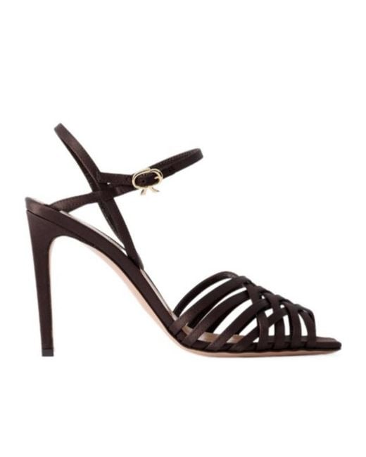 Gianvito Rossi Black Satin Cross Strap Sandals