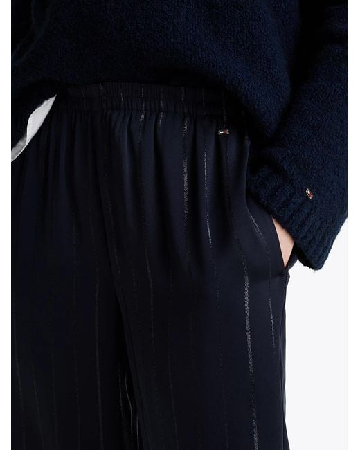 Tommy Hilfiger Blue Loose Fit Metal Striped Pants