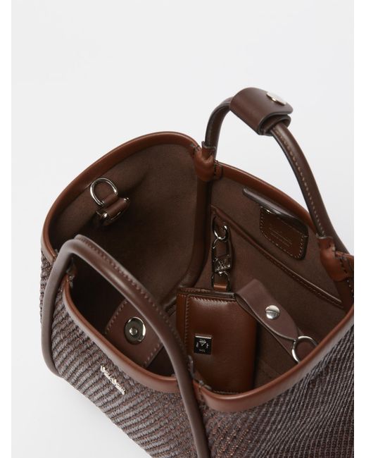 Max Mara Brown Logo Plaque Top Handle Bag