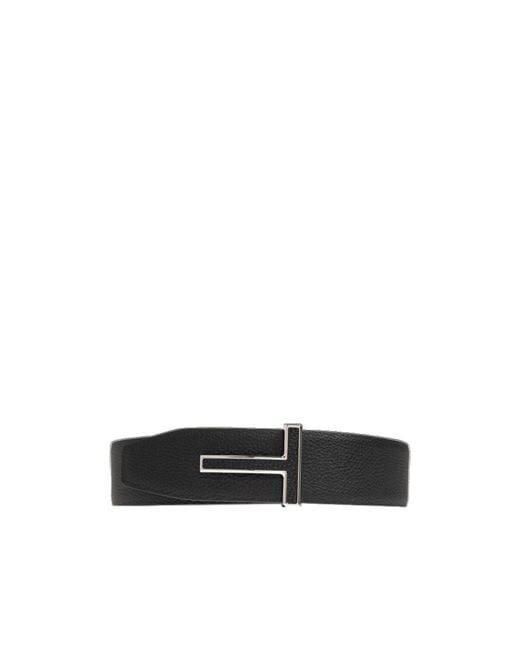 Tom Ford White T-Buckle Belt for men