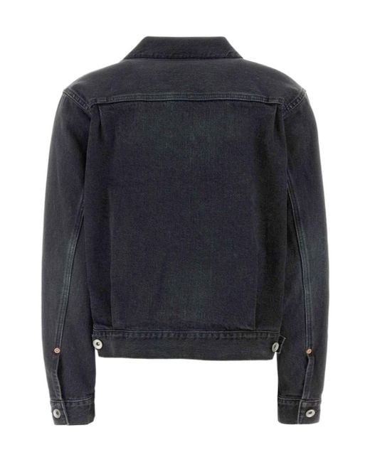 Sacai Black Double-Breasted Denim Jacket