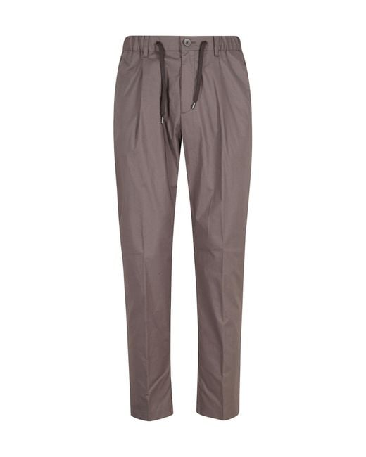 Herno Gray Drawstring Pleated Trousers for men