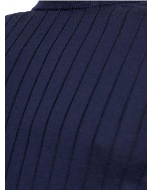 Eleventy Blue Ribbed Short-Sleeve T-Shirt for men