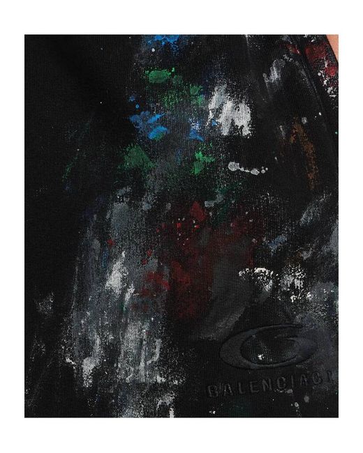 Balenciaga Black Paint-Splatter Wide-Leg Pants for men