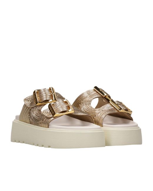 Casadei White Platform Slippers