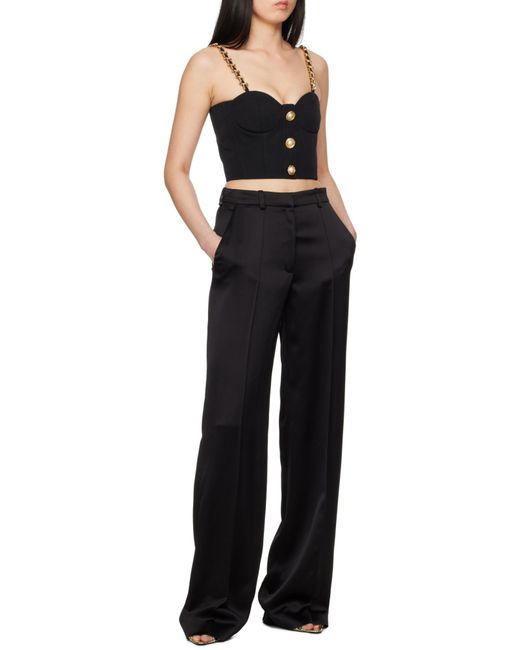 Balmain Black Rear Zipped Embellished Bustier Top