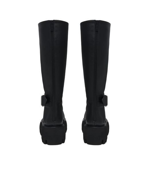 McQueen Black Sofa Knee-High Buckle Platform Boots