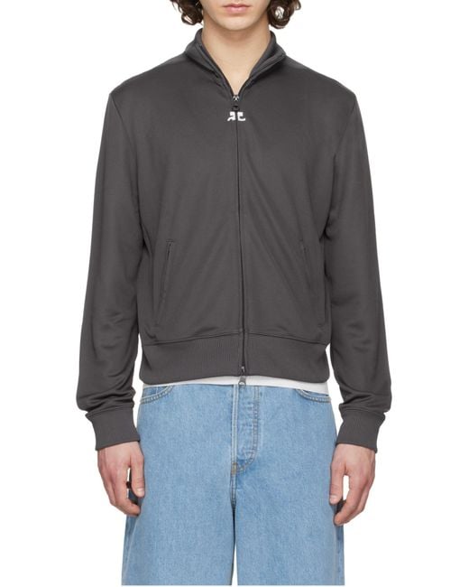 Courreges Gray Zip-Up Logo Jacket for men