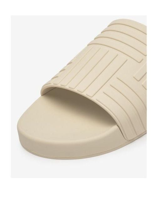 Bottega Veneta White Flat Slide Sandals