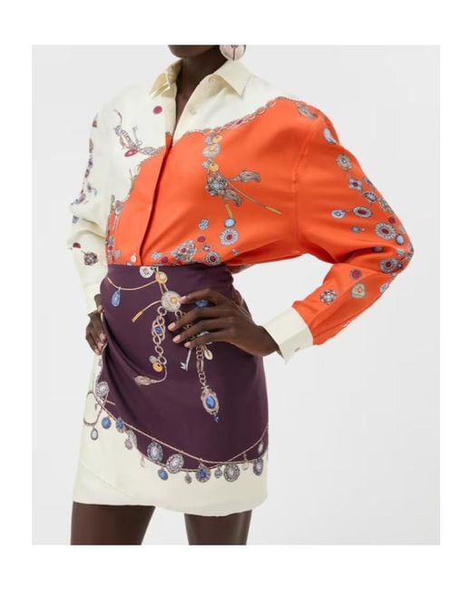 Versace Red Printed Silk Twill Shirt