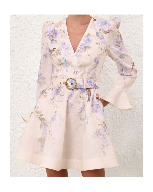 Zimmermann Pink Luna Plunge Mini Dress