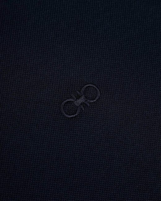 Ferragamo Blue Logo Embroidered Shirt for men