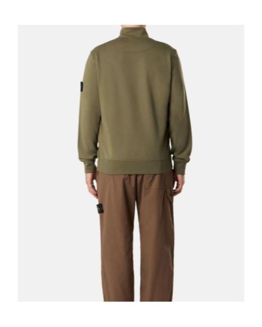 Stone Island Green Half-Zip Logo Sweatshirt for men