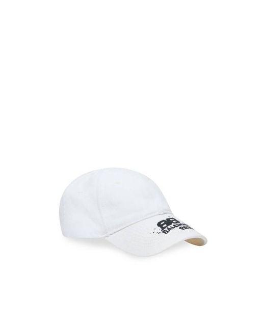 Balenciaga White Dirty Baseball Cap for men