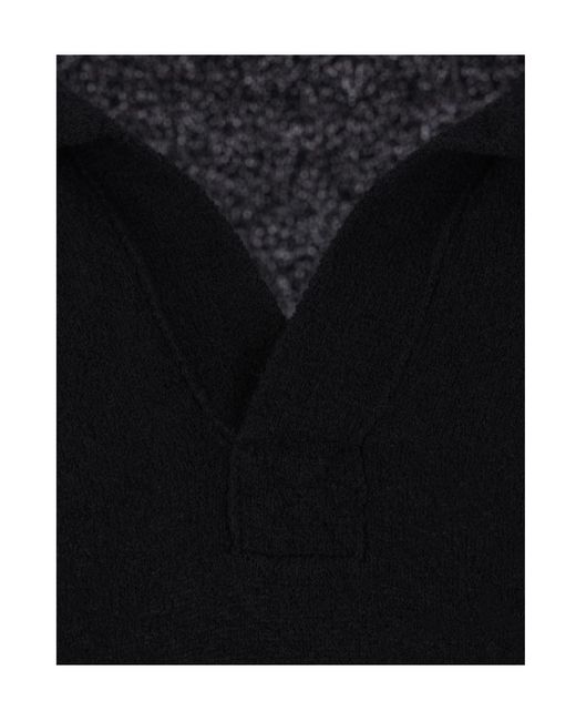 Roberto Collina Black Bouclé-Knit T-Shirt for men