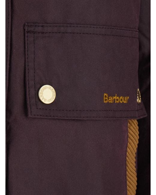 Barbour Purple Cordcollar Cropped Waxed Field Jacket