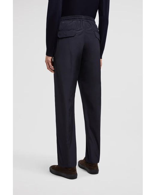 Moncler Blue Logo Patch Drawstring Trousers for men