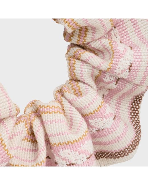Céline Pink Striped Triomphe Scrunchy