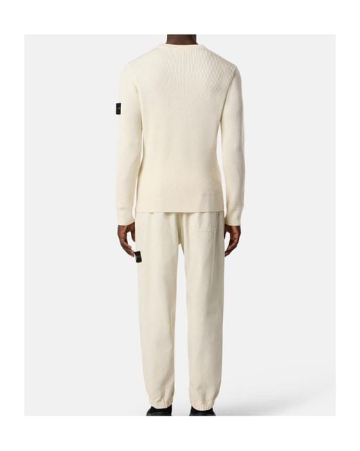 Stone Island Natural Logo Patch Elasticated Hem Trousers for men