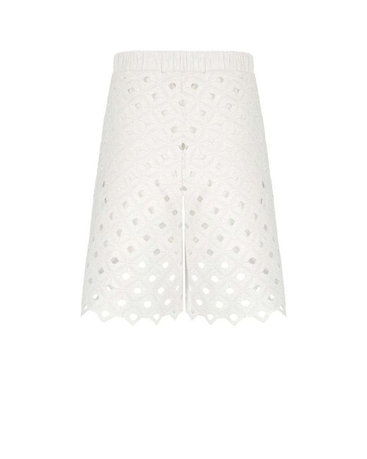 Max Mara White Cut-Out Detailed Shorts