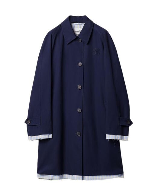 Miu Miu Blue Long-Sleeved Button-Up Coat