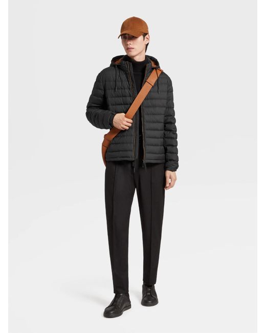 Zegna Black Hooded Padded Jacket for men