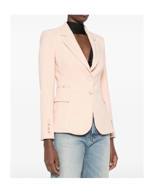Elisabetta Franchi Pink Peak-Lapel Single-Breasted Blazer