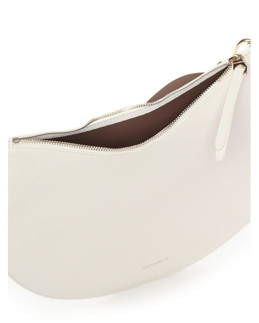 Coccinelle White Sunup Logo Stamp Medium Shoulder Bag