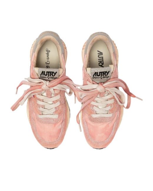 Autry Pink Logo-Patch Sneakers