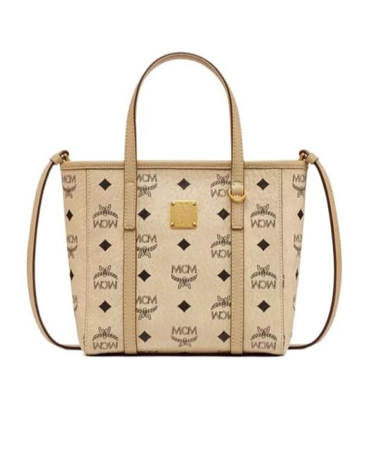 MCM Natural Aren Top-Zip Mini Shopper Bag