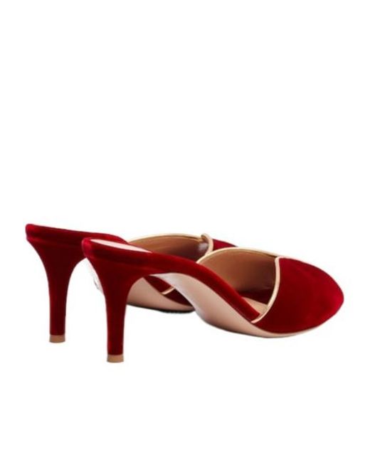 Gianvito Rossi Red Leather-Trimmed Velvet Mules
