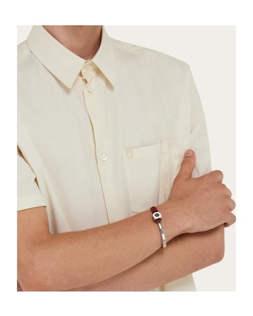Ferragamo White Ferragamo Semi-Rigid Gancini Bracelet for men