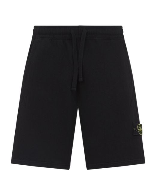 Stone Island Black Logo-Patch Drawstring Shorts for men