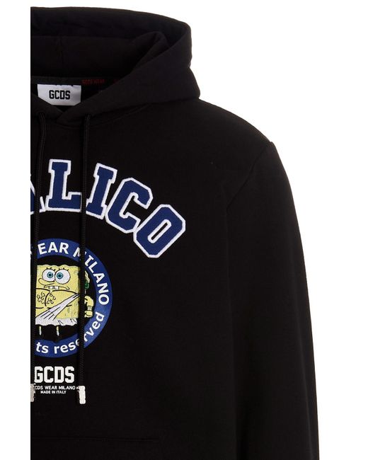 Gcds Black Graphic Printed Long-Sleeved Hoodie for men