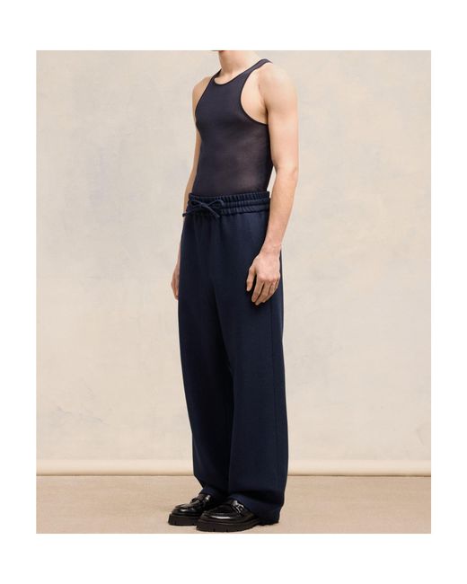 AMI Blue Ami Wide Elasticated Waist Trousers for men