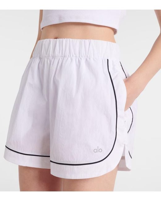 Alo Yoga White Striped Detail Shorts