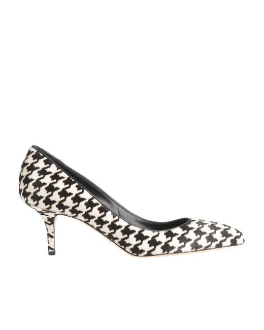 Dolce & Gabbana White Houndstooth High Heels